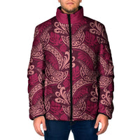 Sweet Pink Monstera Padded Jacket Polynesian Tribal Pattern LT01 Men Pink - Polynesian Pride