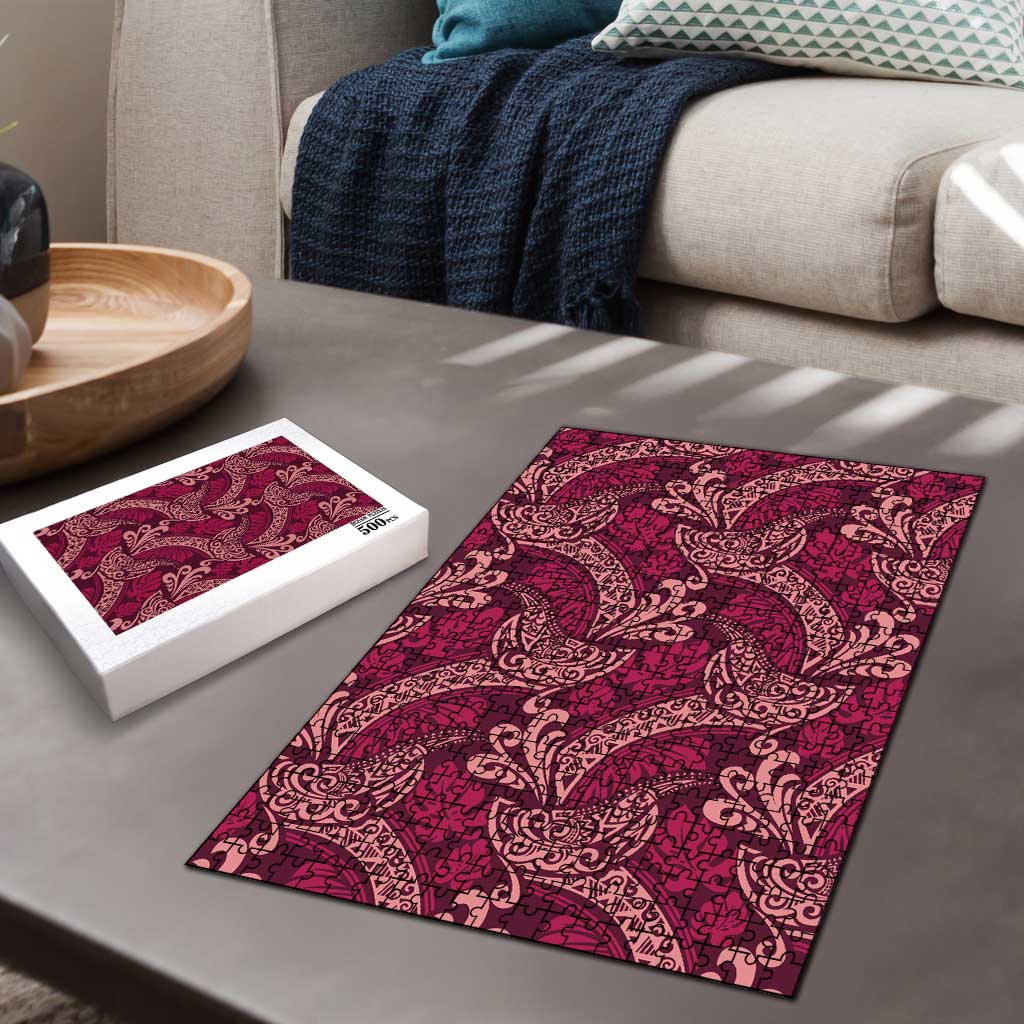 Sweet Pink Monstera Puzzle Polynesian Tribal Pattern - Polynesian Pride