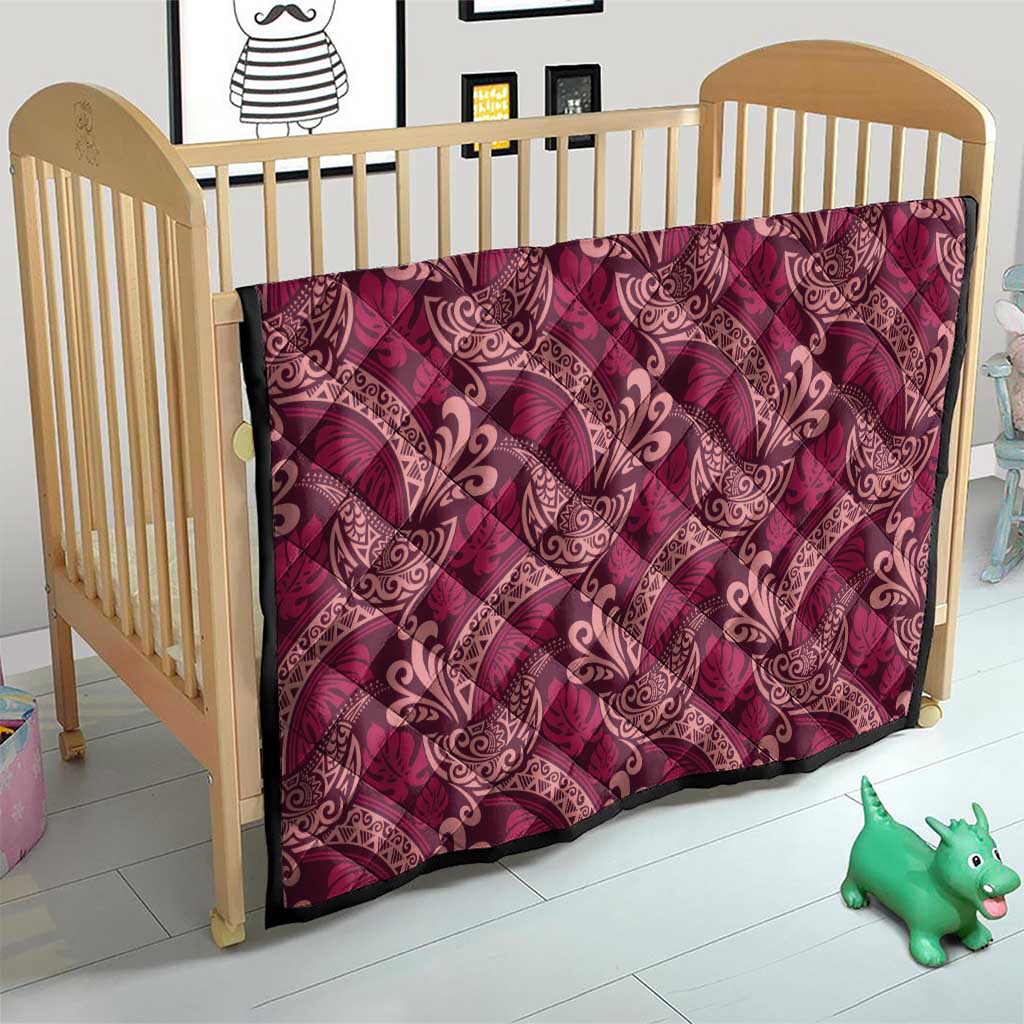 Sweet Pink Monstera Quilt Polynesian Tribal Pattern - Polynesian Pride