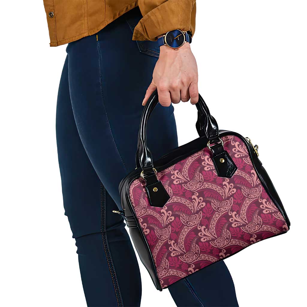 Sweet Pink Monstera Shoulder Handbag Polynesian Tribal Pattern - Polynesian Pride