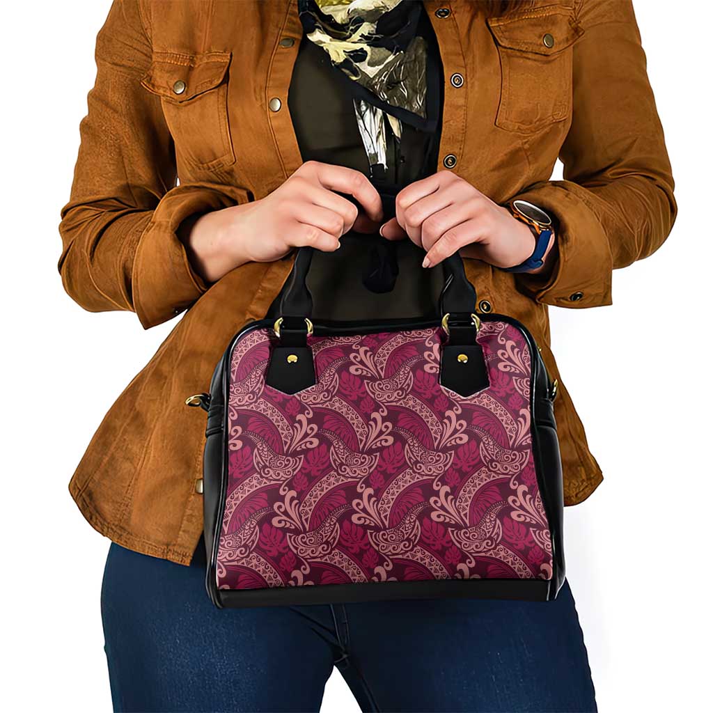 Sweet Pink Monstera Shoulder Handbag Polynesian Tribal Pattern - Polynesian Pride