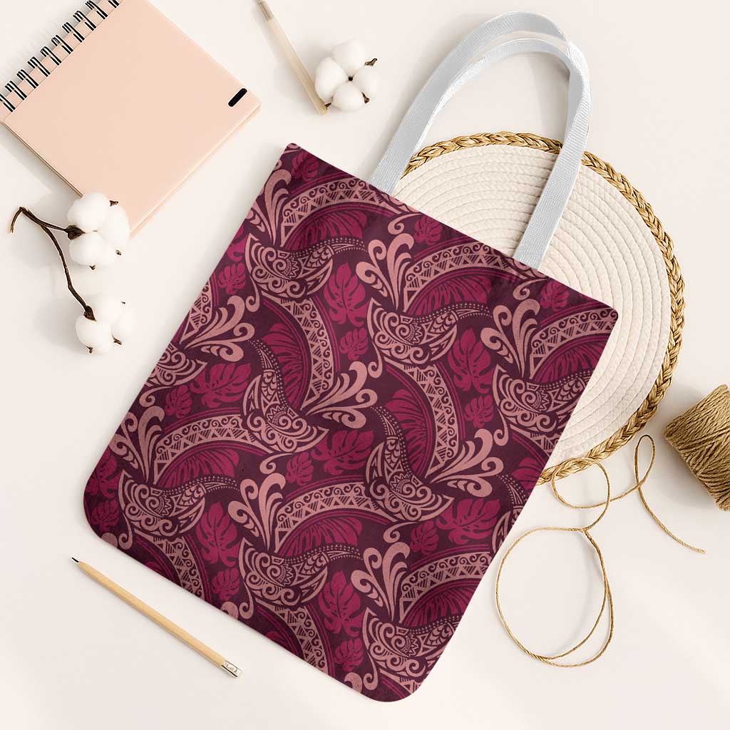 Sweet Pink Monstera Tote Bag Polynesian Tribal Pattern - Polynesian Pride