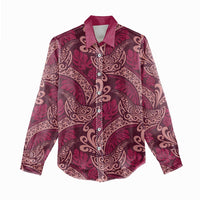 Sweet Pink Monstera Women Casual Shirt Polynesian Tribal Pattern LT01 - Polynesian Pride