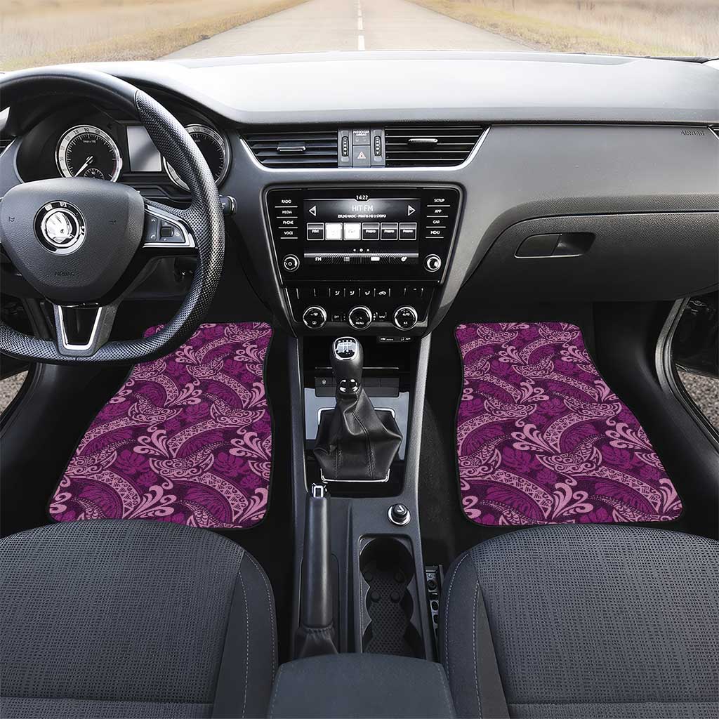 Royal Purple Monstera Car Mats Polynesian Tribal Pattern LT01 Set 2pcs - Front Purple - Polynesian Pride