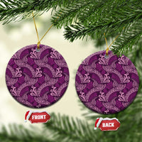 Royal Purple Monstera Ceramic Ornament Polynesian Tribal Pattern - Polynesian Pride