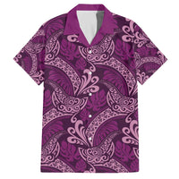 Royal Purple Monstera Family Matching Off The Shoulder Long Sleeve Dress and Hawaiian Shirt Polynesian Tribal Pattern LT01 Dad's Shirt - Short Sleeve Purple - Polynesian Pride