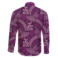 Royal Purple Monstera Family Matching Off The Shoulder Long Sleeve Dress and Hawaiian Shirt Polynesian Tribal Pattern LT01 - Polynesian Pride