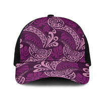 Royal Purple Monstera Mesh Trucker Cap Polynesian Tribal Pattern - Polynesian Pride