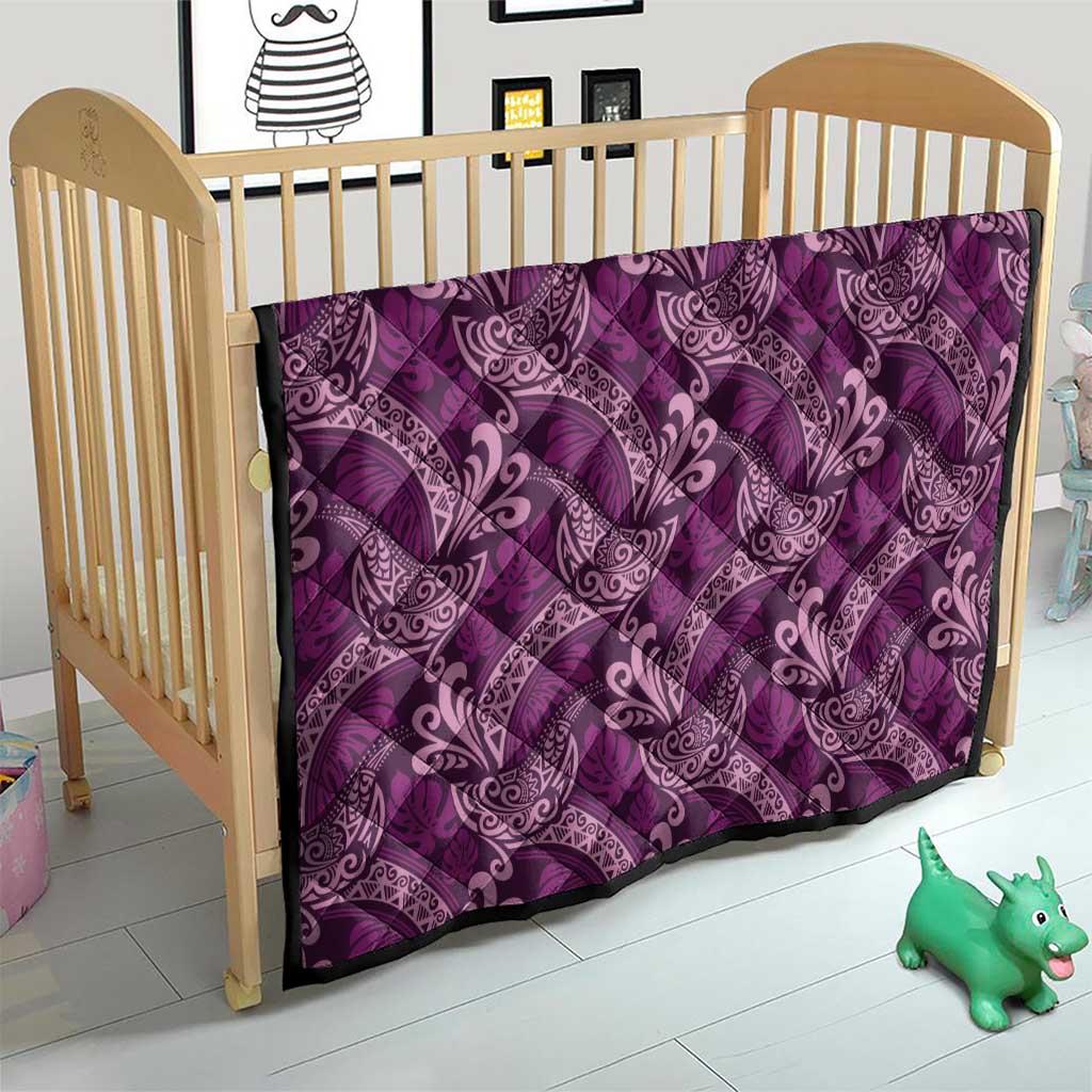 Royal Purple Monstera Quilt Polynesian Tribal Pattern - Polynesian Pride