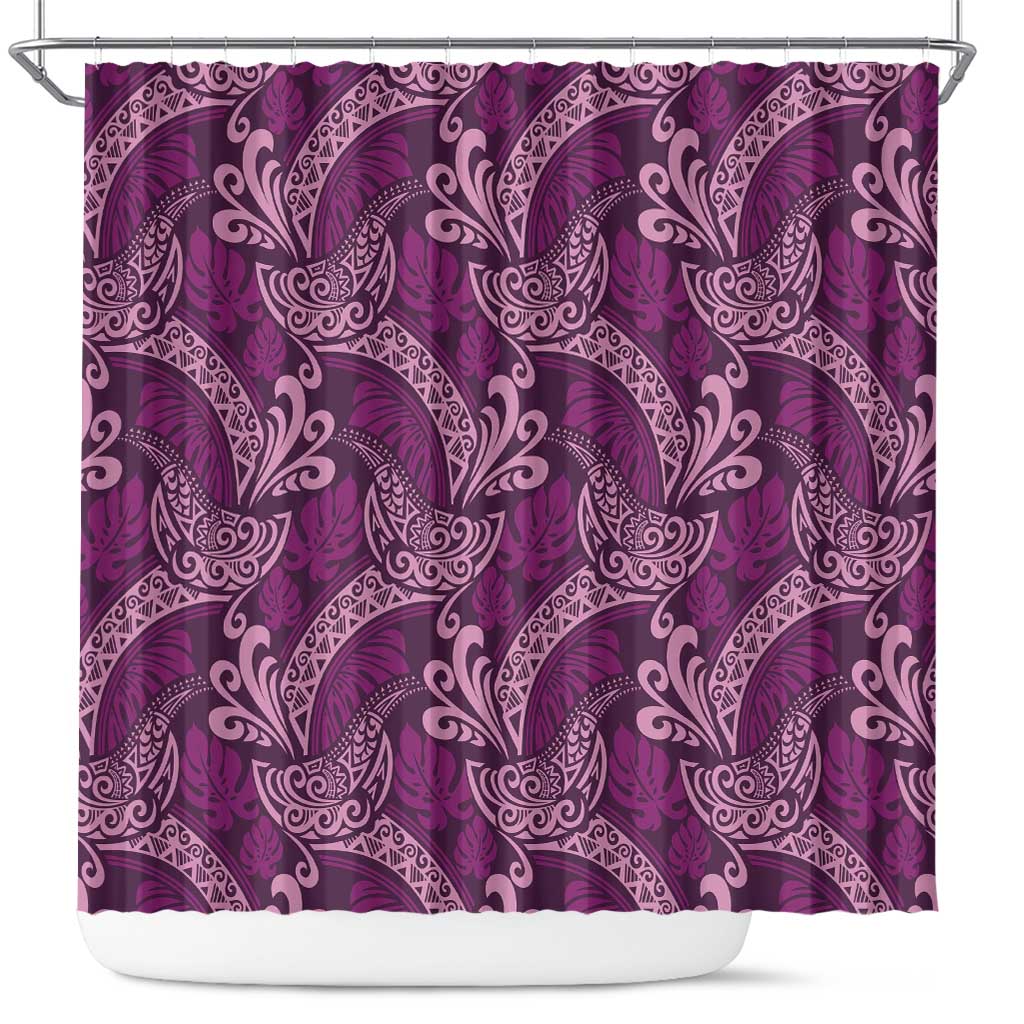 Royal Purple Monstera Shower Curtain Polynesian Tribal Pattern LT01 Purple - Polynesian Pride