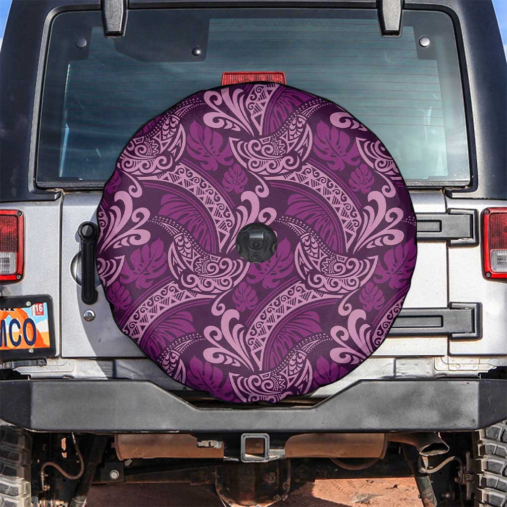 Royal Purple Monstera Spare Tire Cover Polynesian Tribal Pattern LT01 Purple - Polynesian Pride
