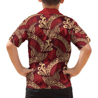 Luxury Red Monstera Family Matching Off The Shoulder Long Sleeve Dress and Hawaiian Shirt Polynesian Tribal Pattern - Polynesian Pride