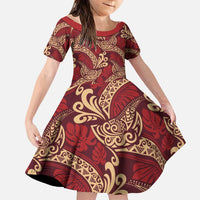 Luxury Red Monstera Family Matching Puletasi and Hawaiian Shirt Polynesian Tribal Pattern - Polynesian Pride