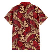 Luxury Red Monstera Family Matching Summer Maxi Dress and Hawaiian Shirt Polynesian Tribal Pattern - Polynesian Pride