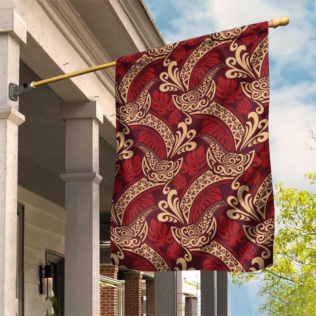 Luxury Red Monstera Garden Flag Polynesian Tribal Pattern LT01 House Flag Red - Polynesian Pride