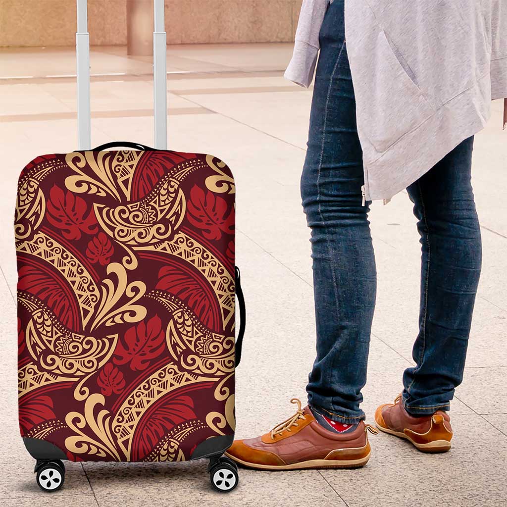 Luxury Red Monstera Luggage Cover Polynesian Tribal Pattern LT01 Red - Polynesian Pride
