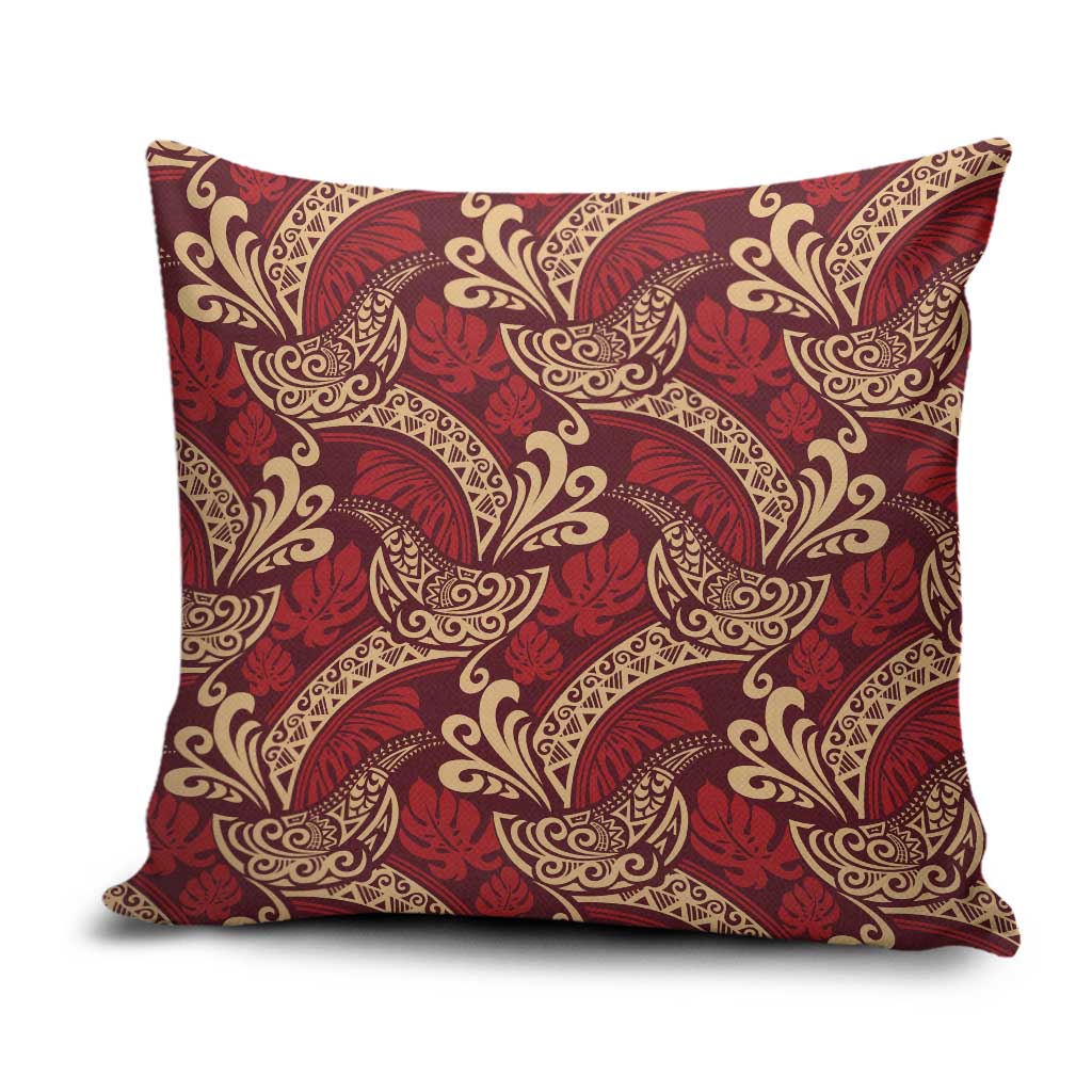 Luxury Red Monstera Pillow Cover Polynesian Tribal Pattern LT01 Red - Polynesian Pride