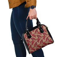 Luxury Red Monstera Shoulder Handbag Polynesian Tribal Pattern - Polynesian Pride