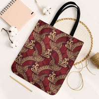 Luxury Red Monstera Tote Bag Polynesian Tribal Pattern - Polynesian Pride