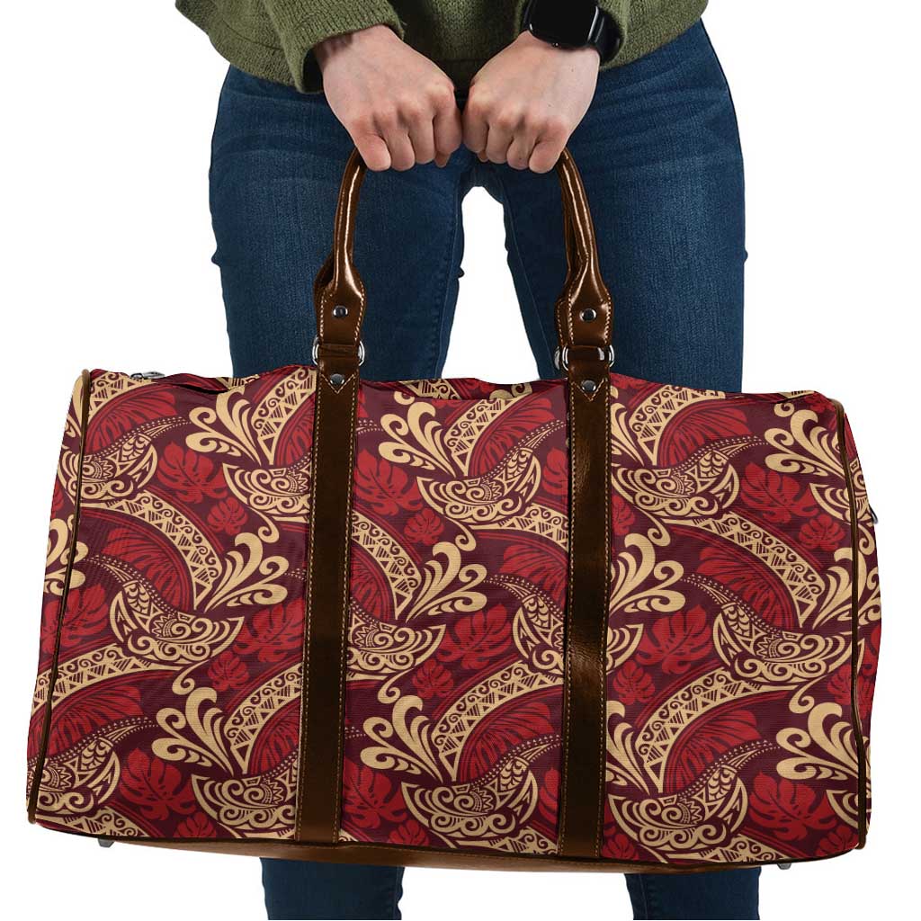 Luxury Red Monstera Travel Bag Polynesian Tribal Pattern LT01 Red - Polynesian Pride