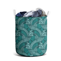 Teal Monstera Laundry Basket Polynesian Tribal Pattern - Polynesian Pride