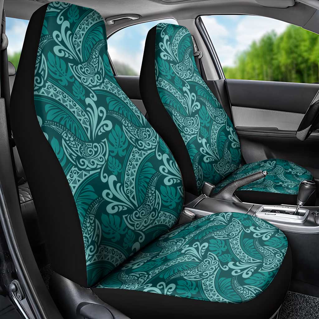 Teal Monstera Car Seat Cover Polynesian Tribal Pattern LT01 - Polynesian Pride
