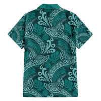 Teal Monstera Family Matching Tank Maxi Dress and Hawaiian Shirt Polynesian Tribal Pattern LT01 - Polynesian Pride