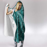 Teal Monstera Hooded Blanket Polynesian Tribal Pattern - Polynesian Pride