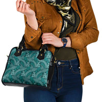Teal Monstera Shoulder Handbag Polynesian Tribal Pattern - Polynesian Pride