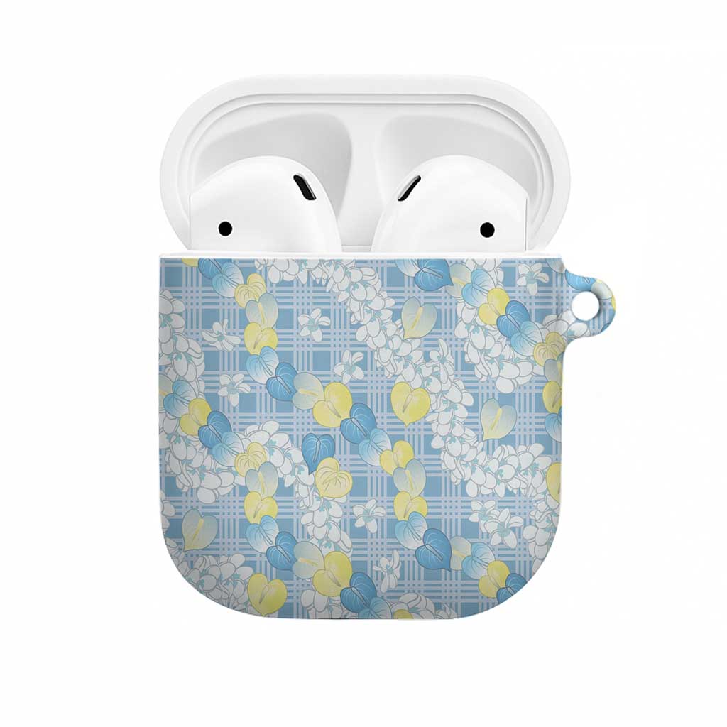 Anthurium Plumeria Lei Pastel AirPods Case Blue Hawaiian Splendid Palaka