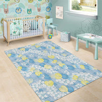Anthurium Plumeria Lei Pastel Area Rug Blue Hawaiian Splendid Palaka