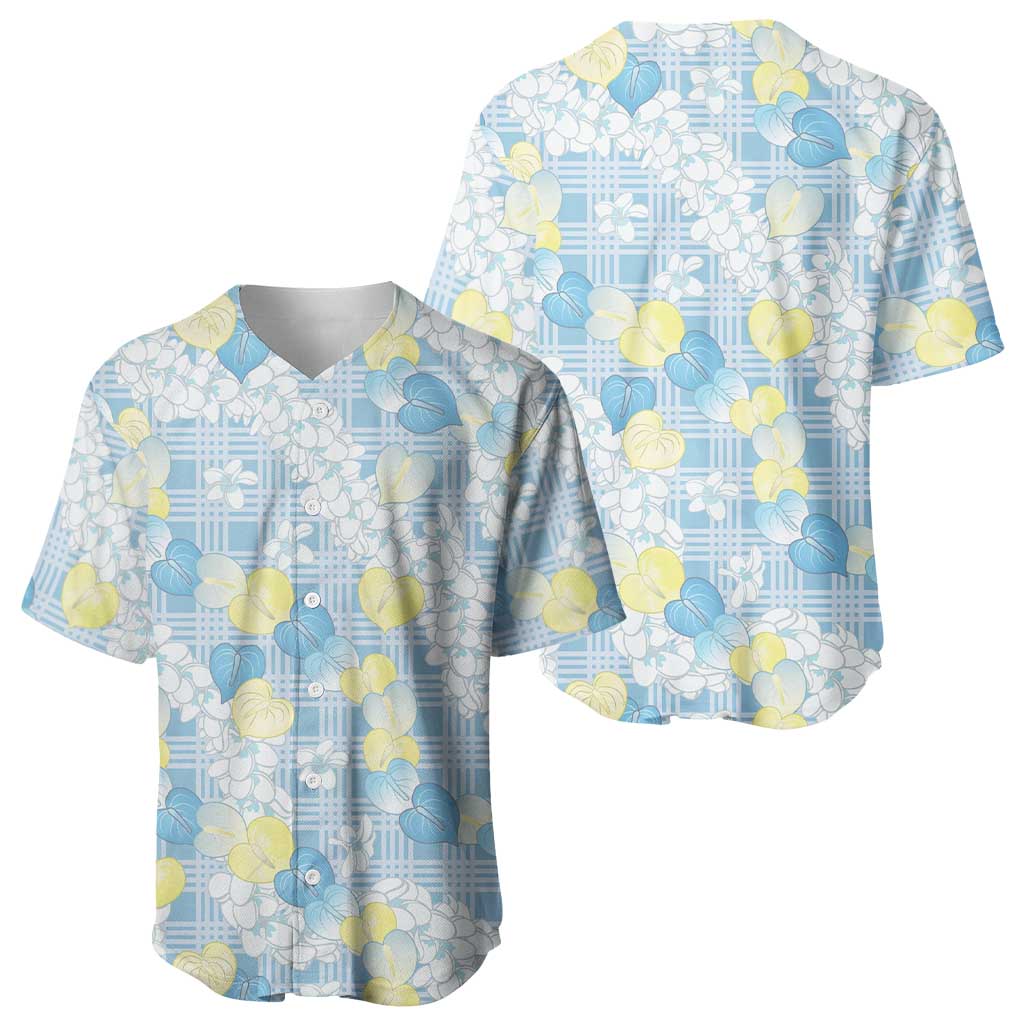 Anthurium Plumeria Lei Pastel Baseball Jersey Blue Hawaiian Splendid Palaka