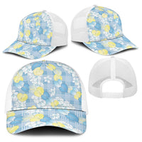 Anthurium Plumeria Lei Pastel Baseball Net Cap Blue Hawaiian Splendid Palaka