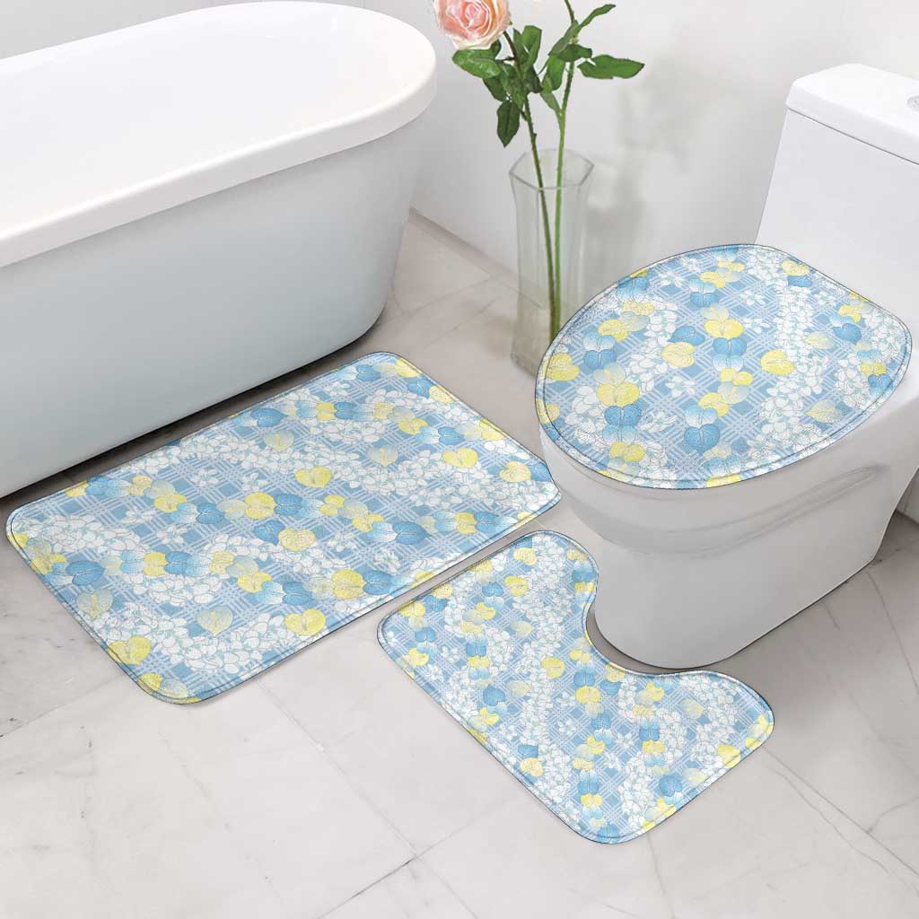 Anthurium Plumeria Lei Pastel Bathroom Set Blue Hawaiian Splendid Palaka