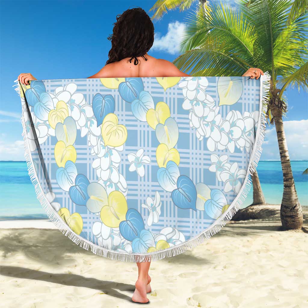 Anthurium Plumeria Lei Pastel Beach Blanket Blue Hawaiian Splendid Palaka