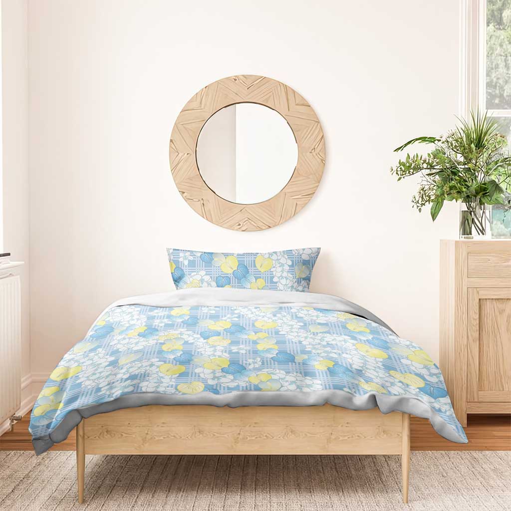 Anthurium Plumeria Lei Pastel Bedding Set Blue Hawaiian Splendid Palaka