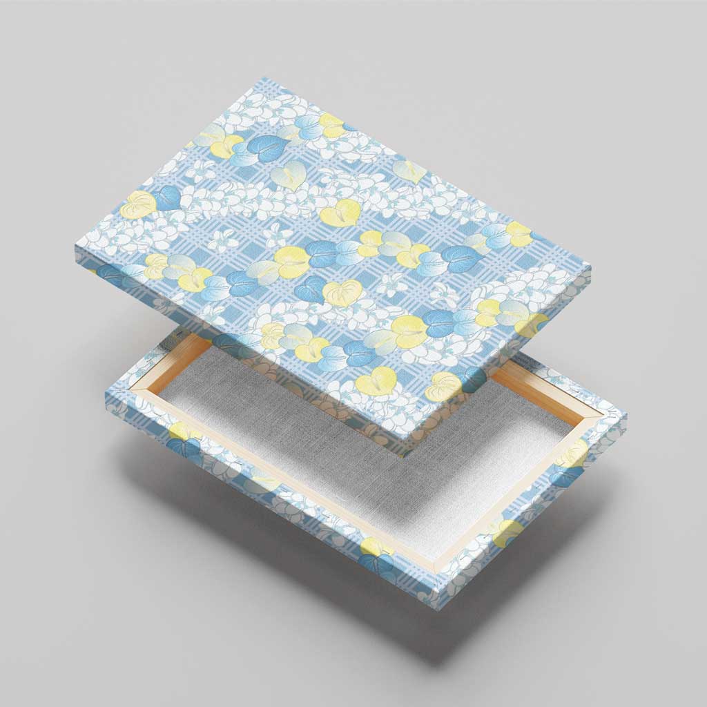 Anthurium Plumeria Lei Pastel Canvas Wall Art Blue Hawaiian Splendid Palaka