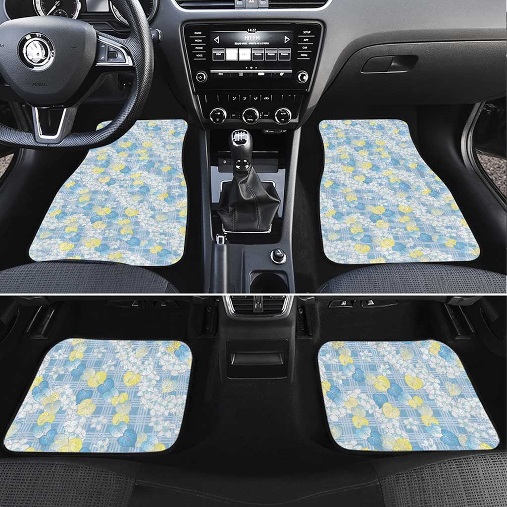 Anthurium Plumeria Lei Pastel Car Mats Blue Hawaiian Splendid Palaka