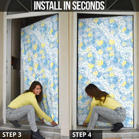 Anthurium Plumeria Lei Pastel Door Cover Blue Hawaiian Splendid Palaka