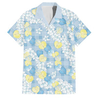 Anthurium Plumeria Lei Pastel Family Matching Off Shoulder Maxi Dress and Hawaiian Shirt Blue Hawaiian Splendid Palaka LT01 Dad's Shirt - Short Sleeve Blue - Polynesian Pride