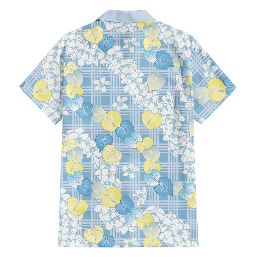 Anthurium Plumeria Lei Pastel Family Matching Puletasi and Hawaiian Shirt Blue Hawaiian Splendid Palaka
