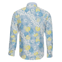 Anthurium Plumeria Lei Pastel Family Matching Short Sleeve Bodycon Dress and Hawaiian Shirt Blue Hawaiian Splendid Palaka LT01 - Polynesian Pride