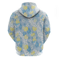 Anthurium Plumeria Lei Pastel Hoodie Blue Hawaiian Splendid Palaka LT01 - Polynesian Pride