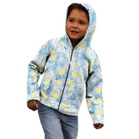 Anthurium Plumeria Lei Pastel Kid Hoodie Blue Hawaiian Splendid Palaka