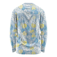 Anthurium Plumeria Lei Pastel Long Sleeve Shirt Blue Hawaiian Splendid Palaka