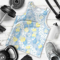 Anthurium Plumeria Lei Pastel Men Tank Top Blue Hawaiian Splendid Palaka