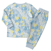 Anthurium Plumeria Lei Pastel Christmas Pajama Set Blue Hawaiian Splendid Palaka LT01 - Polynesian Pride