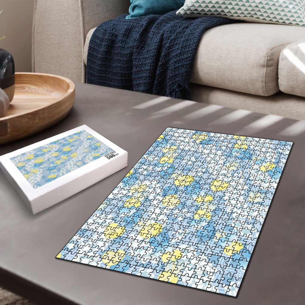 Anthurium Plumeria Lei Pastel Puzzle Blue Hawaiian Splendid Palaka