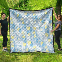 Anthurium Plumeria Lei Pastel Quilt Blue Hawaiian Splendid Palaka