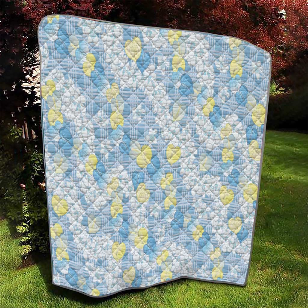 Anthurium Plumeria Lei Pastel Quilt Blue Hawaiian Splendid Palaka
